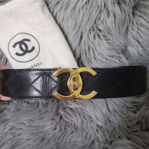 Chanel Cc Turn-lock diamond-quilted belt